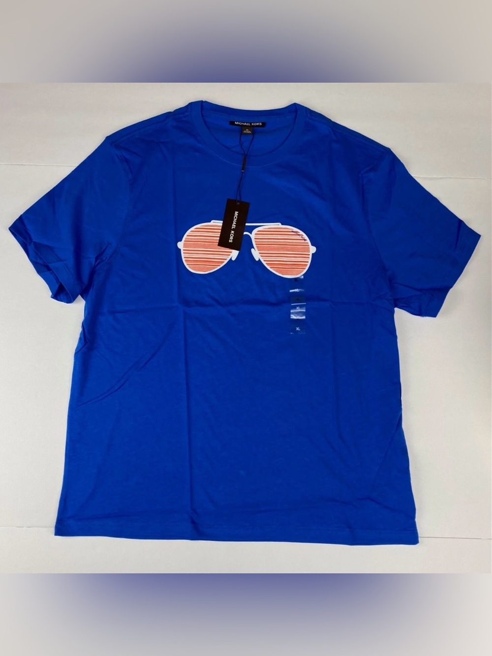 Michael Kors Men’s Blue Graphic Aviator Sunglasses Tee sz. XL